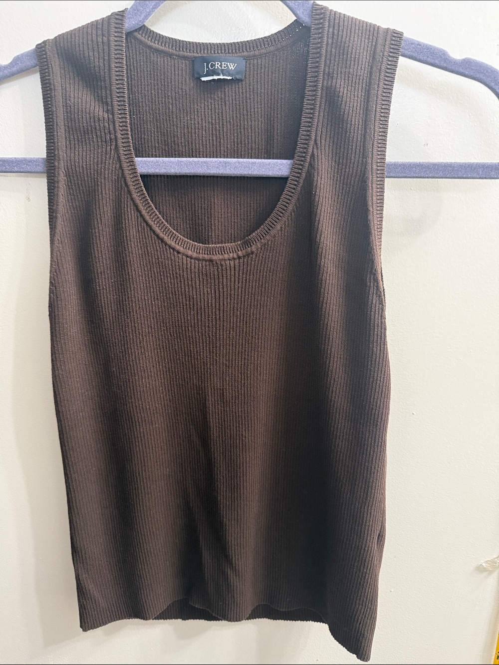 J. Crew Brown Ribbed Scoop Tank Top